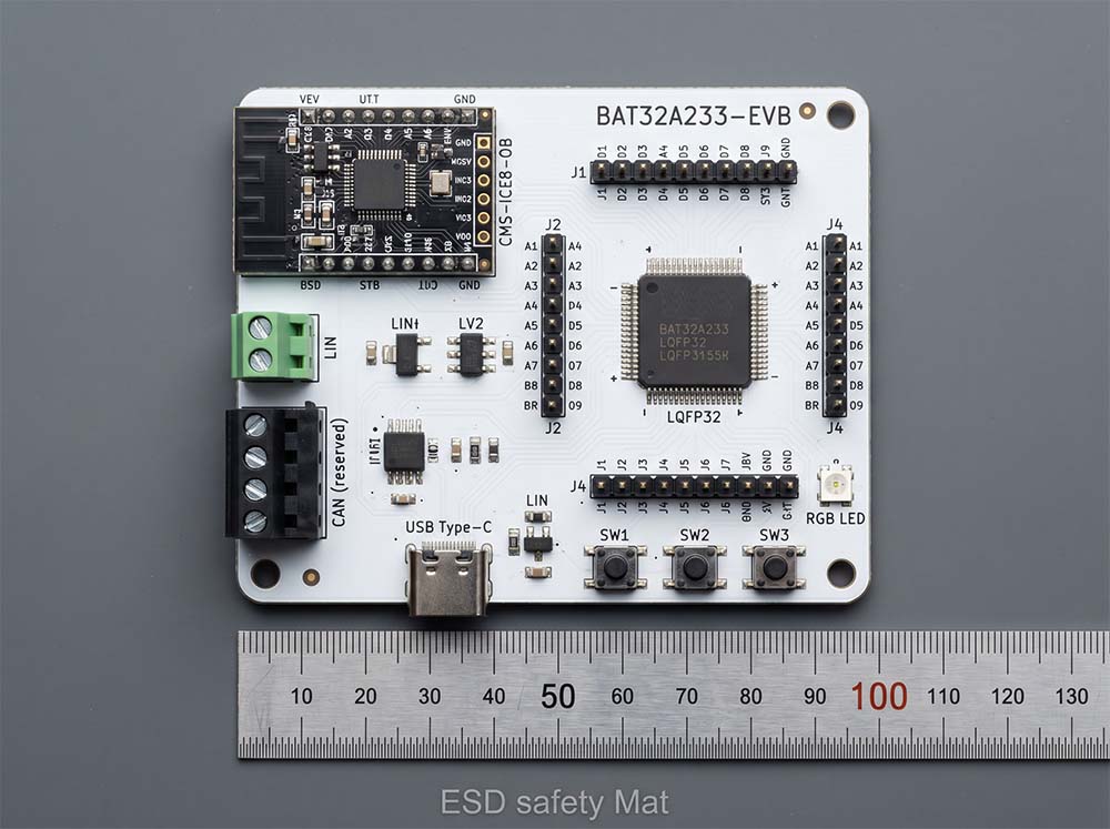 BAT32A233-EVB评估板：板载CMS-ICE8-OB，Type-C调试，LQFP32主控